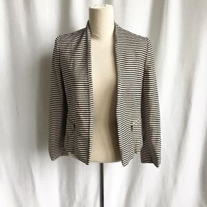 Ann Taylor textured stripe lined open blazer 2P